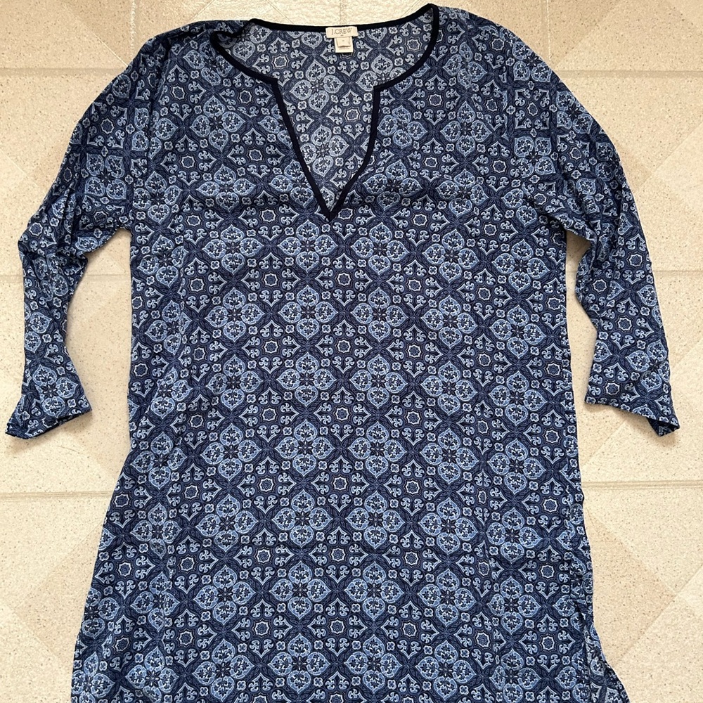Blue Patterned women’s cover up, size medium